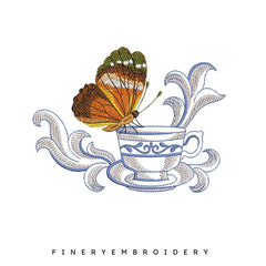 Pack - 10 designs captivating butterfly and mug - Embroidery Designs - FineryEmbroidery