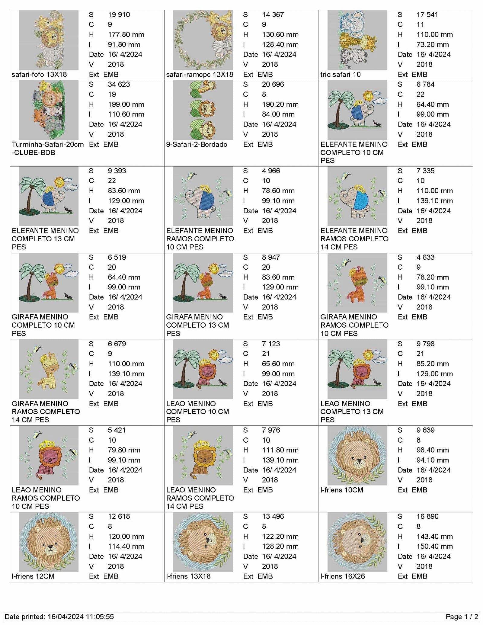 Pack - 15 designs Wild animal and safari-themed - Embroidery Designs - FineryEmbroidery