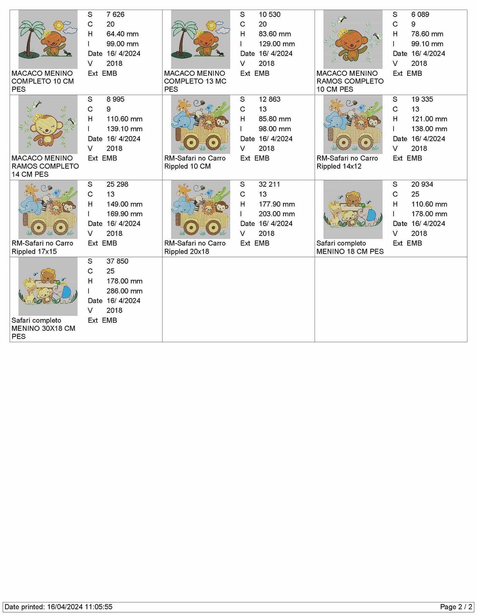 Pack - 15 designs Wild animal and safari-themed - Embroidery Designs - FineryEmbroidery