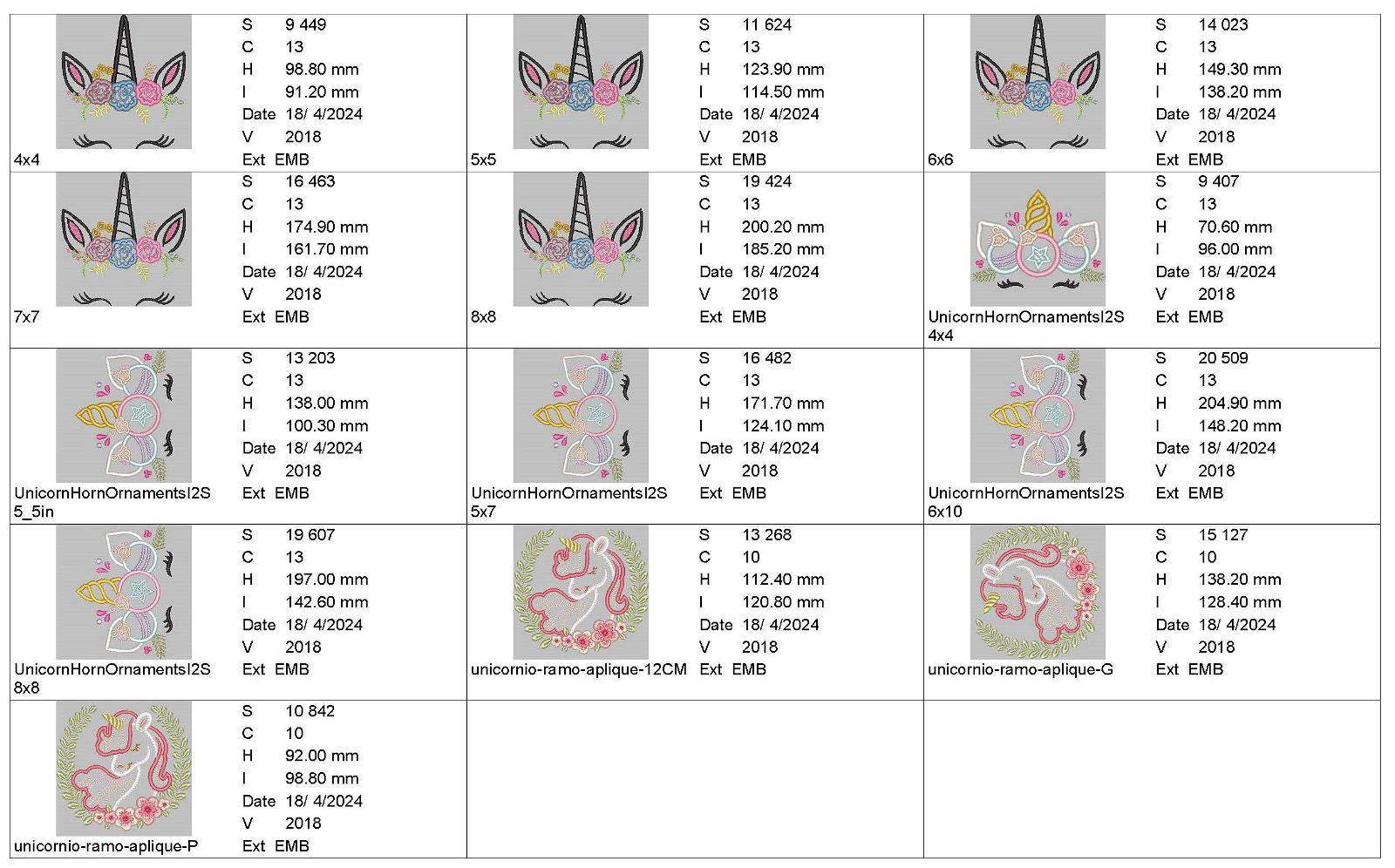 Pack - 3 designs Unicorn Appliques - Embroidery Designs - FineryEmbroidery