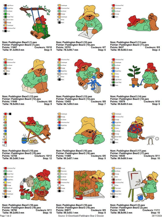 Paddington Bear - Pack of 20 Designs - Embroidery Design - FineryEmbroidery