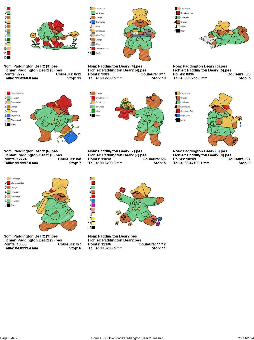 Paddington Bear - Pack of 20 Designs - Embroidery Design - FineryEmbroidery