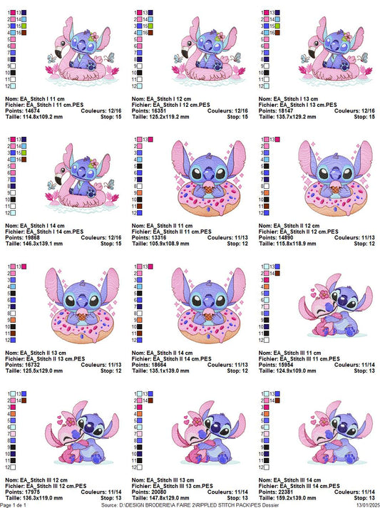 Rippled Stitch Embroidery Design Pack