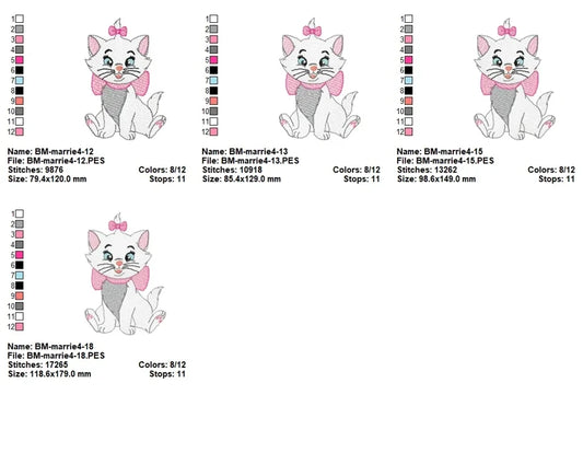 Aristocats Marie Embroidery Design