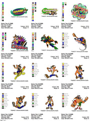 Crash Bandicoot- Pack of 21 Designs - Embroidery Design