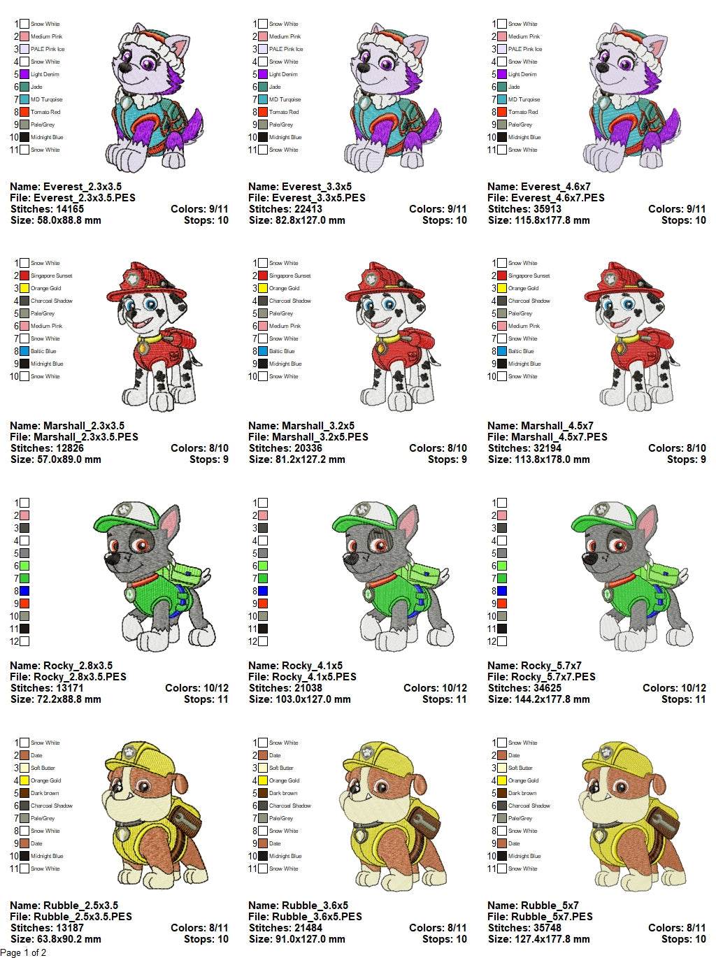 Paw Patrol Embroidery Design Pack – 8 Designs in 3 Sizes | FineryEmbroidery - FineryEmbroidery