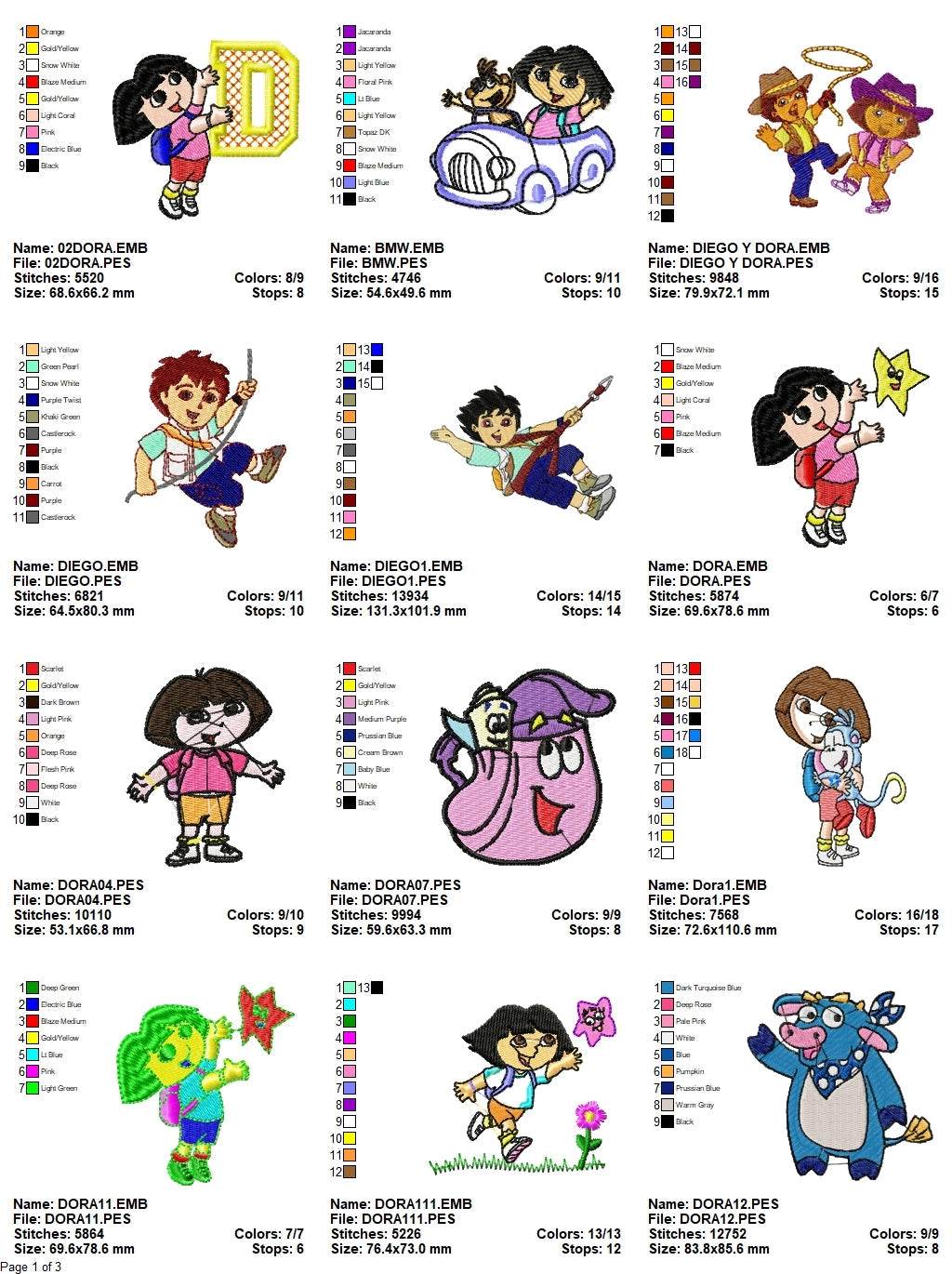 Dora - Pack of 28 Designs - Embroidery Design