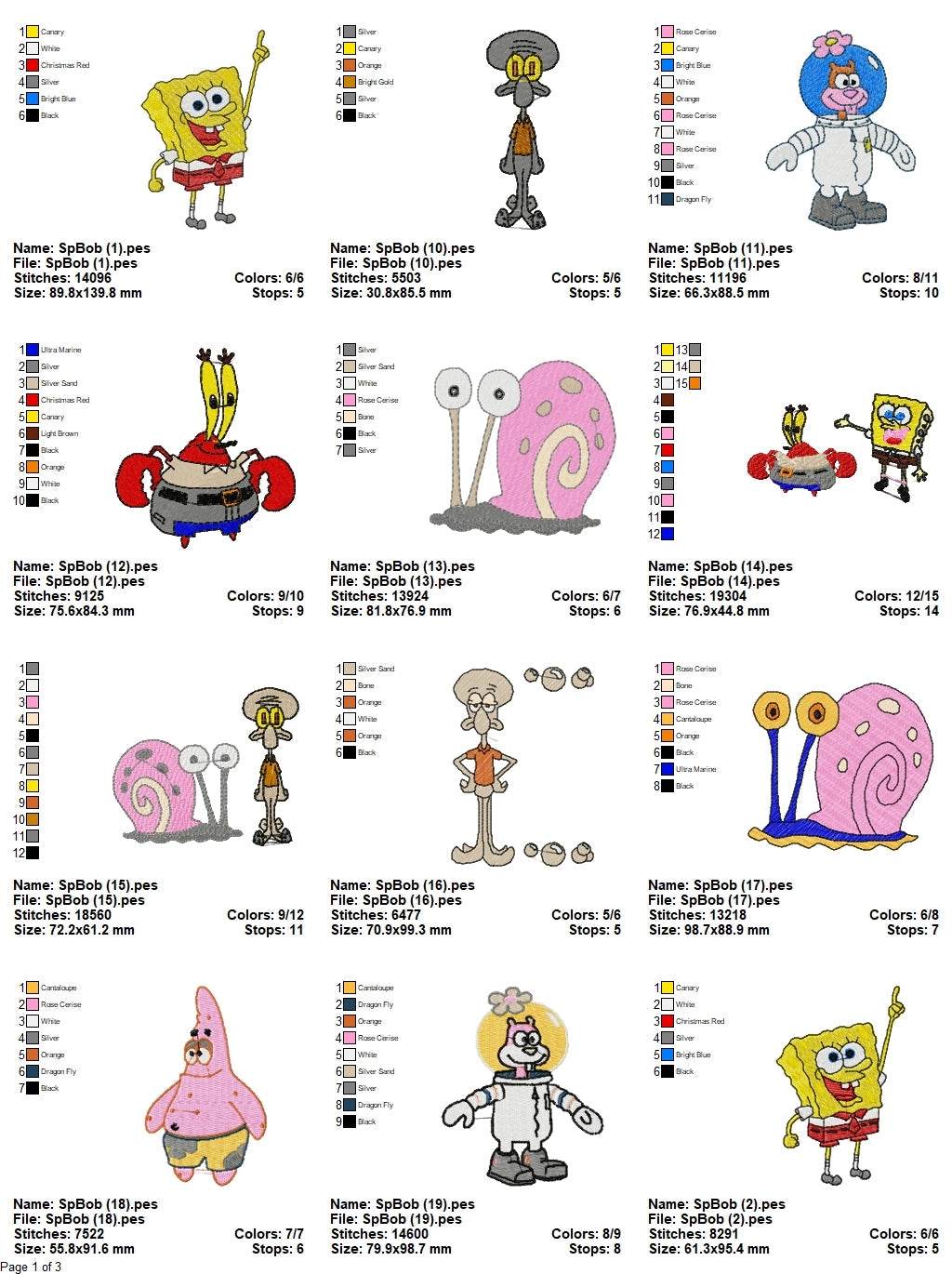 SpongeBob- Pack of 31 Designs - Embroidery Design