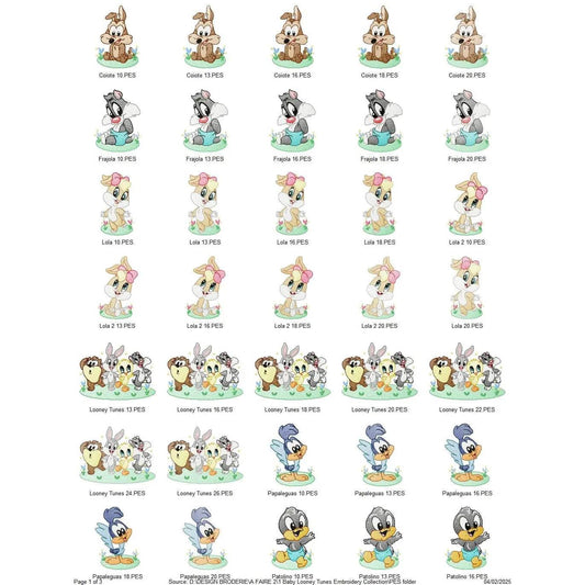 Baby Looney Toons Character Embroidery Pack – 15 Designs in Multiple Sizes - FineryEmbroidery