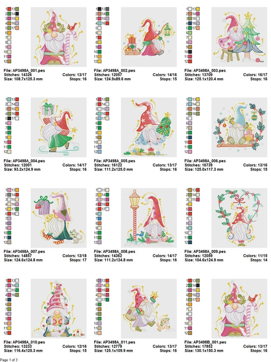 Christmas Gnomes Embroidery Bundle