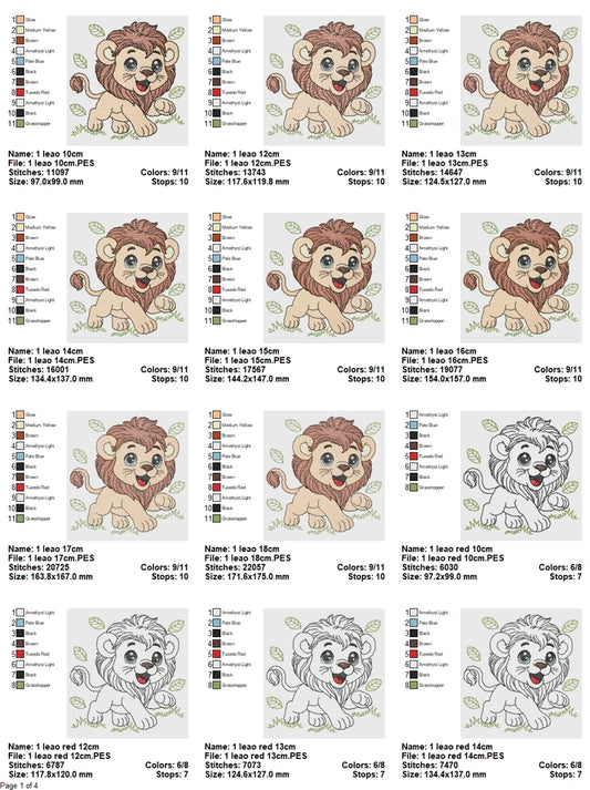 Playful Baby Lion Embroidery Design Pack