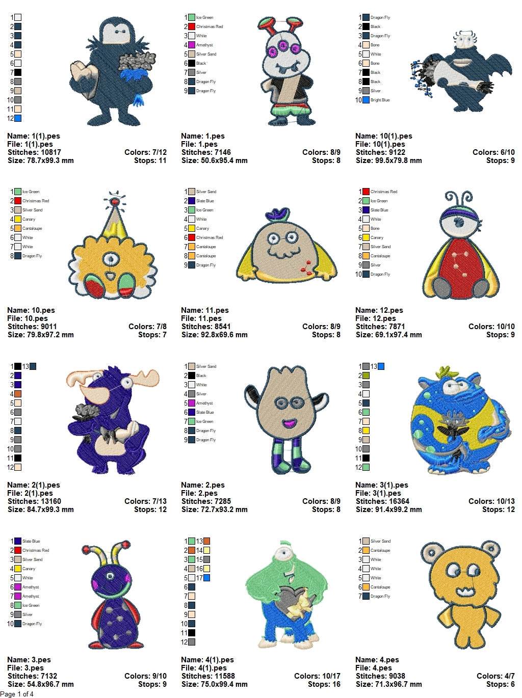 Monsters-Monsterware - Pack of 44 Designs - Embroidery Design