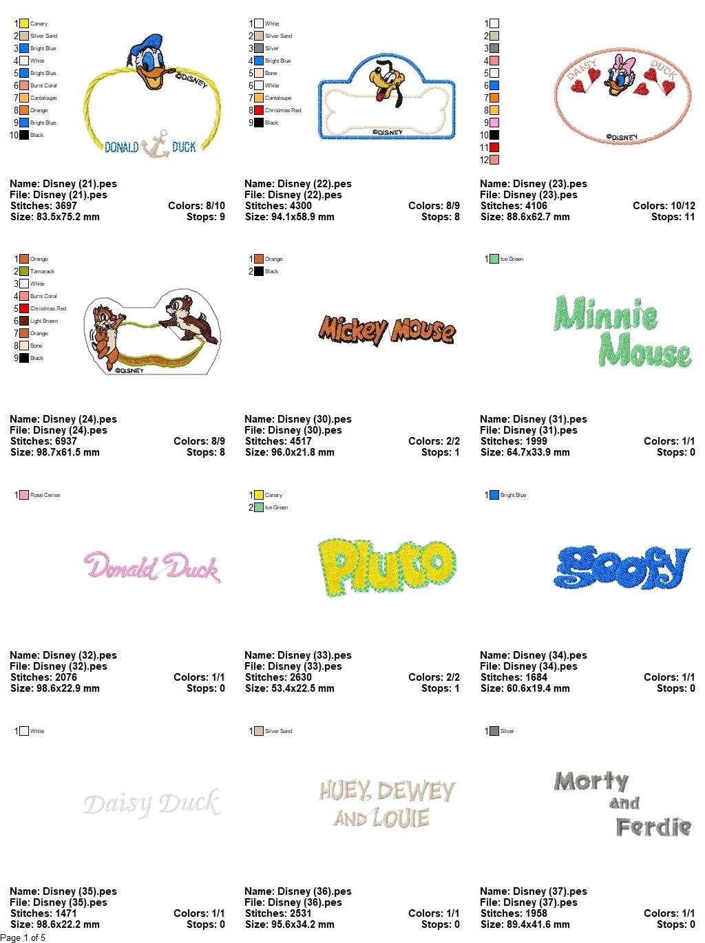 Disney Princess - Pack of 43 Designs - Embroidery Design