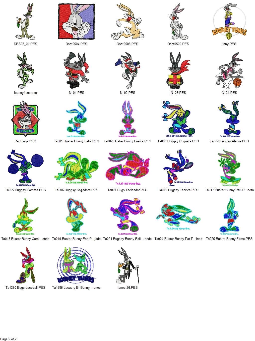 Bugs Bunny - Pack of 68 Designs - Embroidery Design