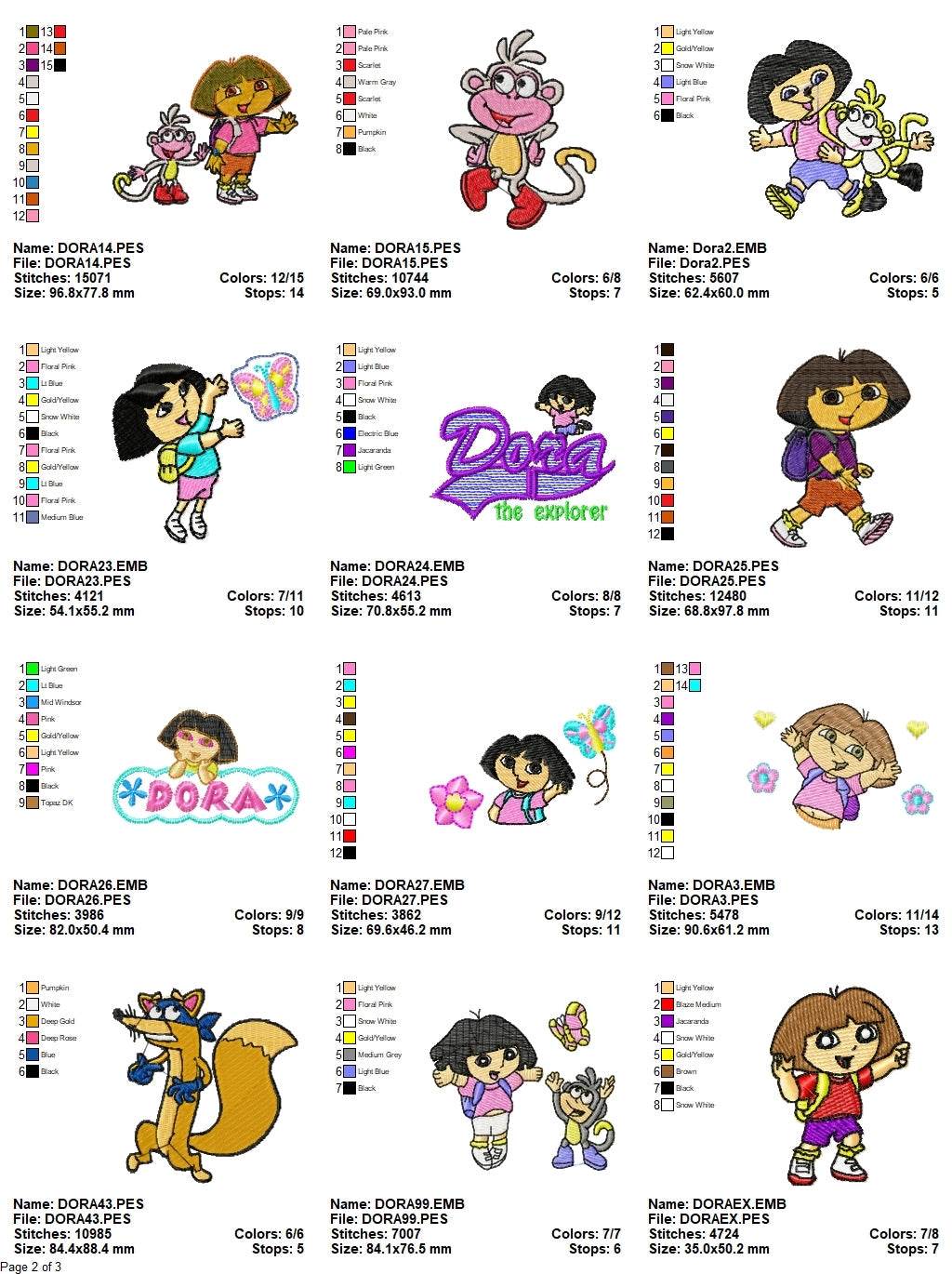 Dora - Pack of 28 Designs - Embroidery Design