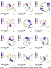 Floral Monogram Embroidery Alphabet – Complete A to Z Set - FineryEmbroidery