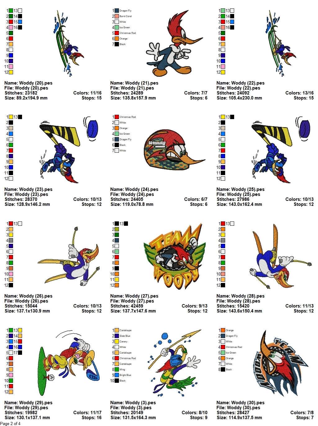 Woody Woodpecker- Pack of 42 Designs - Embroidery Design