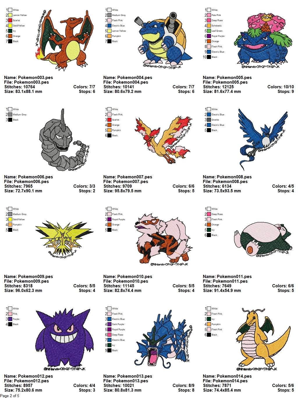 Pokemon - Pack of 51 Designs - Embroidery Design