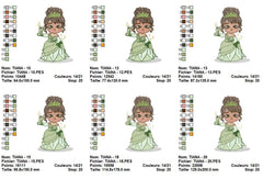 Princess Embroidery Designs Pack: Bella, Snow White, Cinderella, Jasmine & Tiana