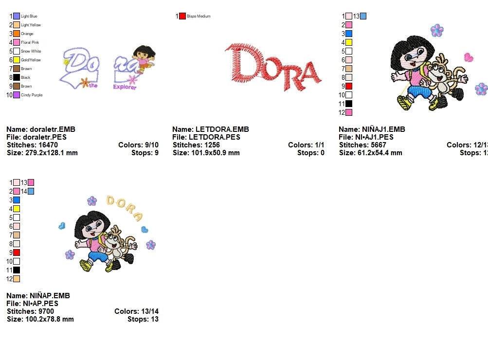 Dora - Pack of 28 Designs - Embroidery Design