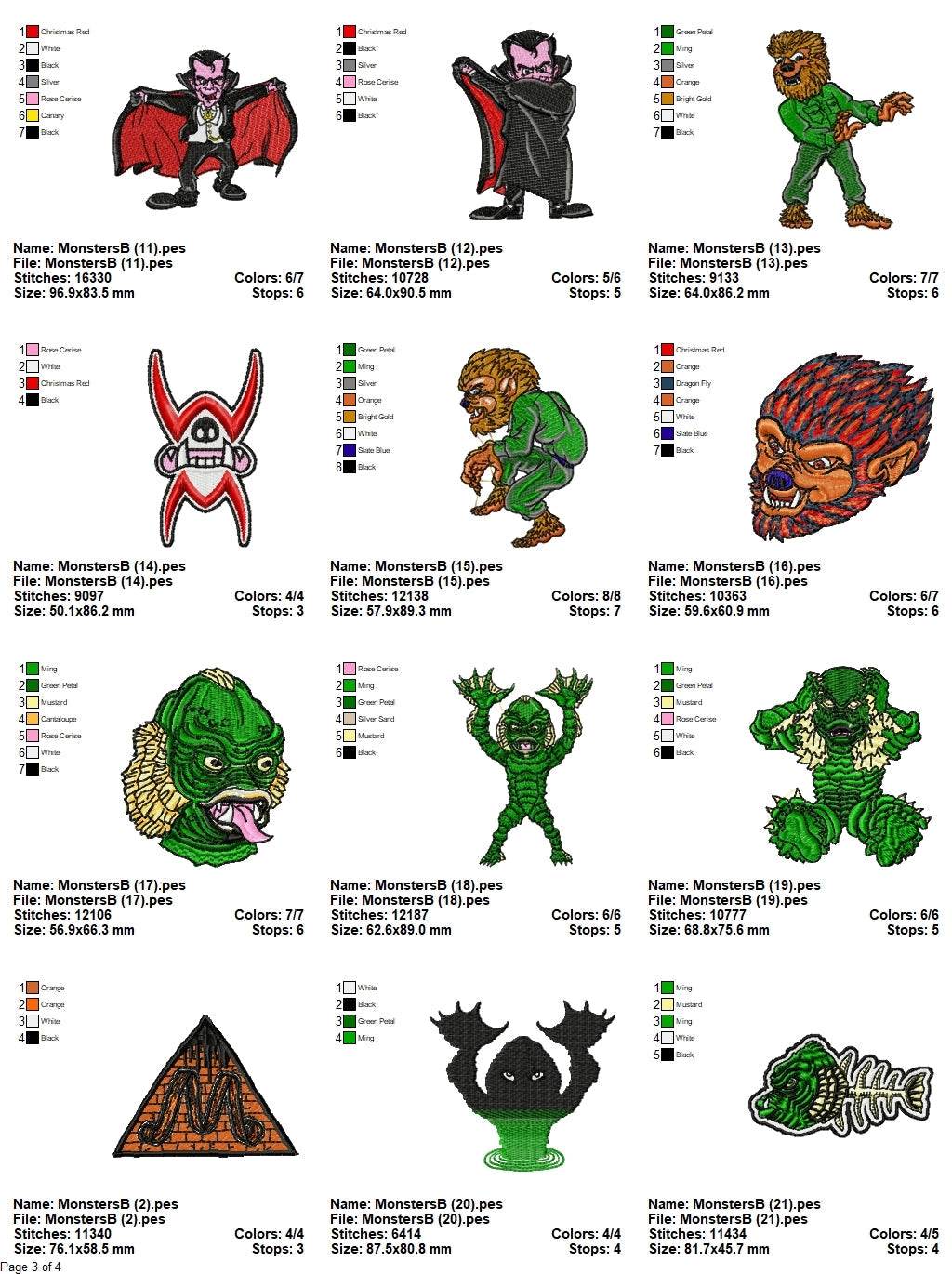 Monsters-Monsterware - Pack of 44 Designs - Embroidery Design