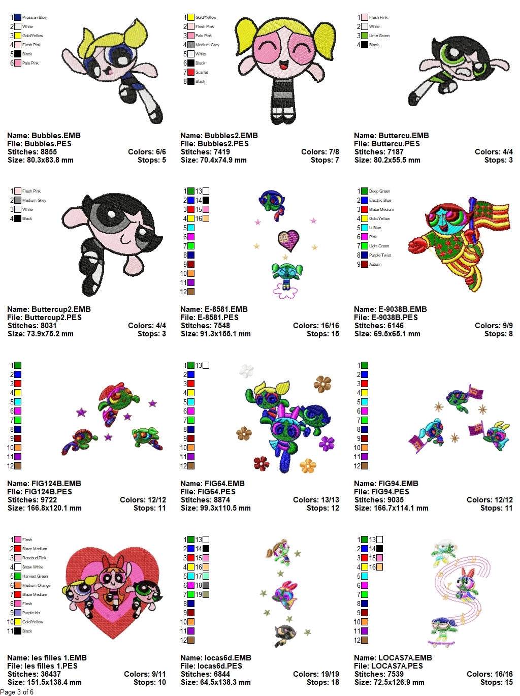 The Powerpuff Girls - Pack of 66 Designs - Embroidery Design