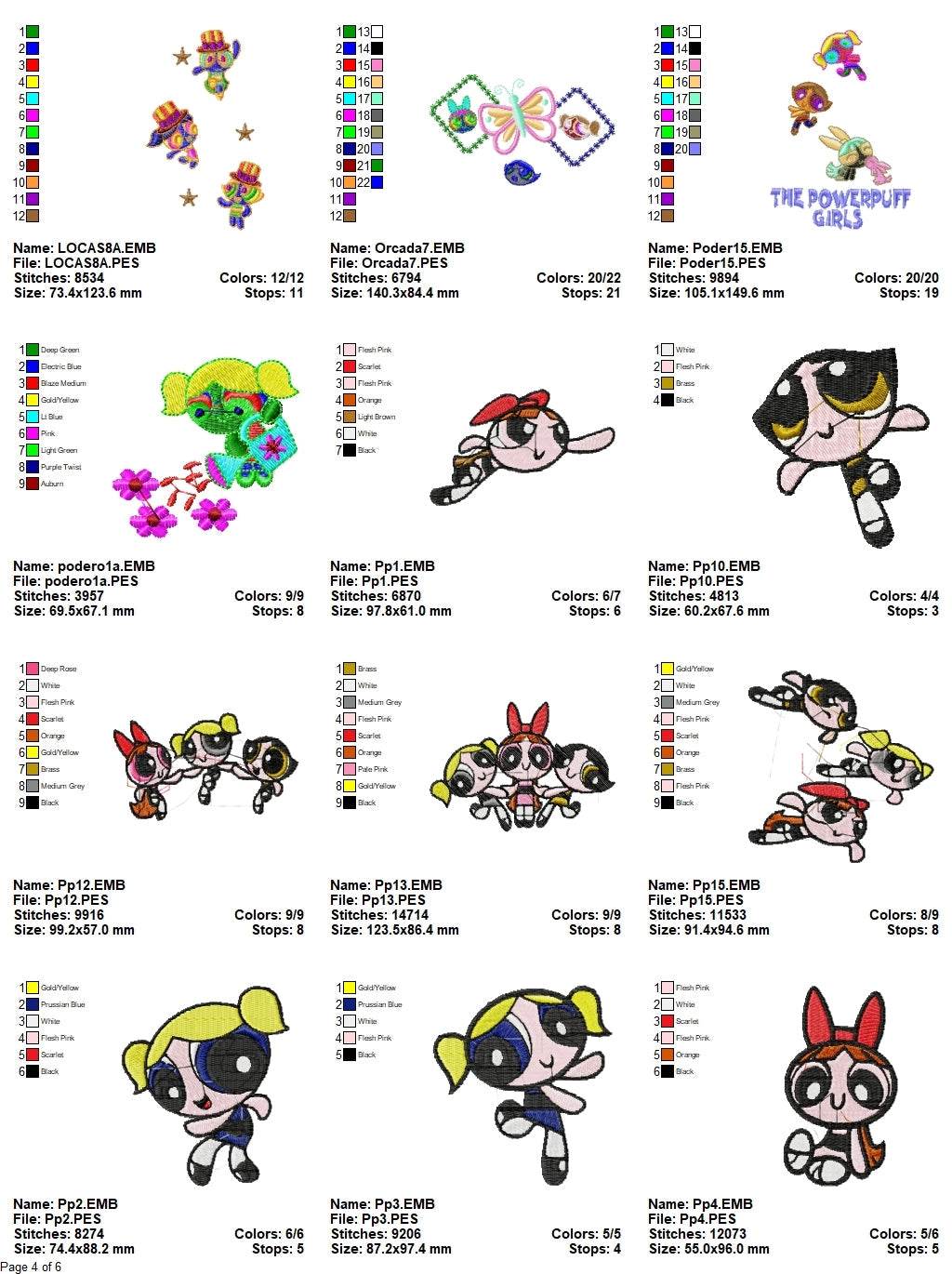 The Powerpuff Girls - Pack of 66 Designs - Embroidery Design