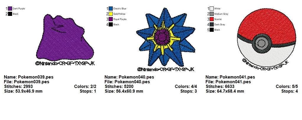 Pokemon - Pack of 51 Designs - Embroidery Design