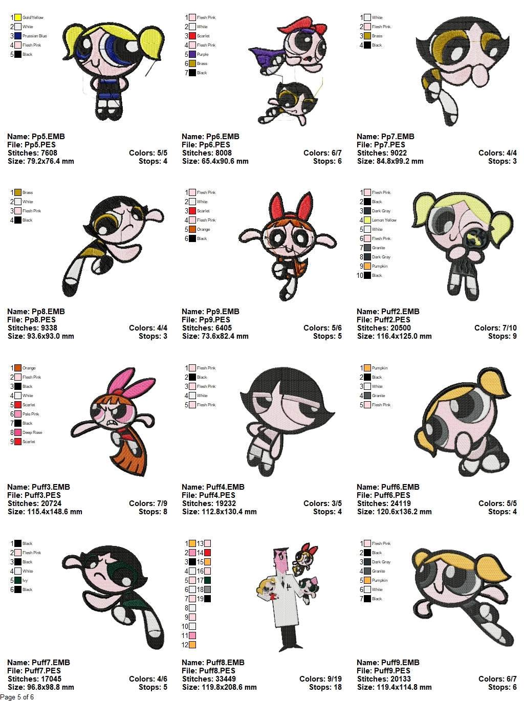 The Powerpuff Girls - Pack of 66 Designs - Embroidery Design