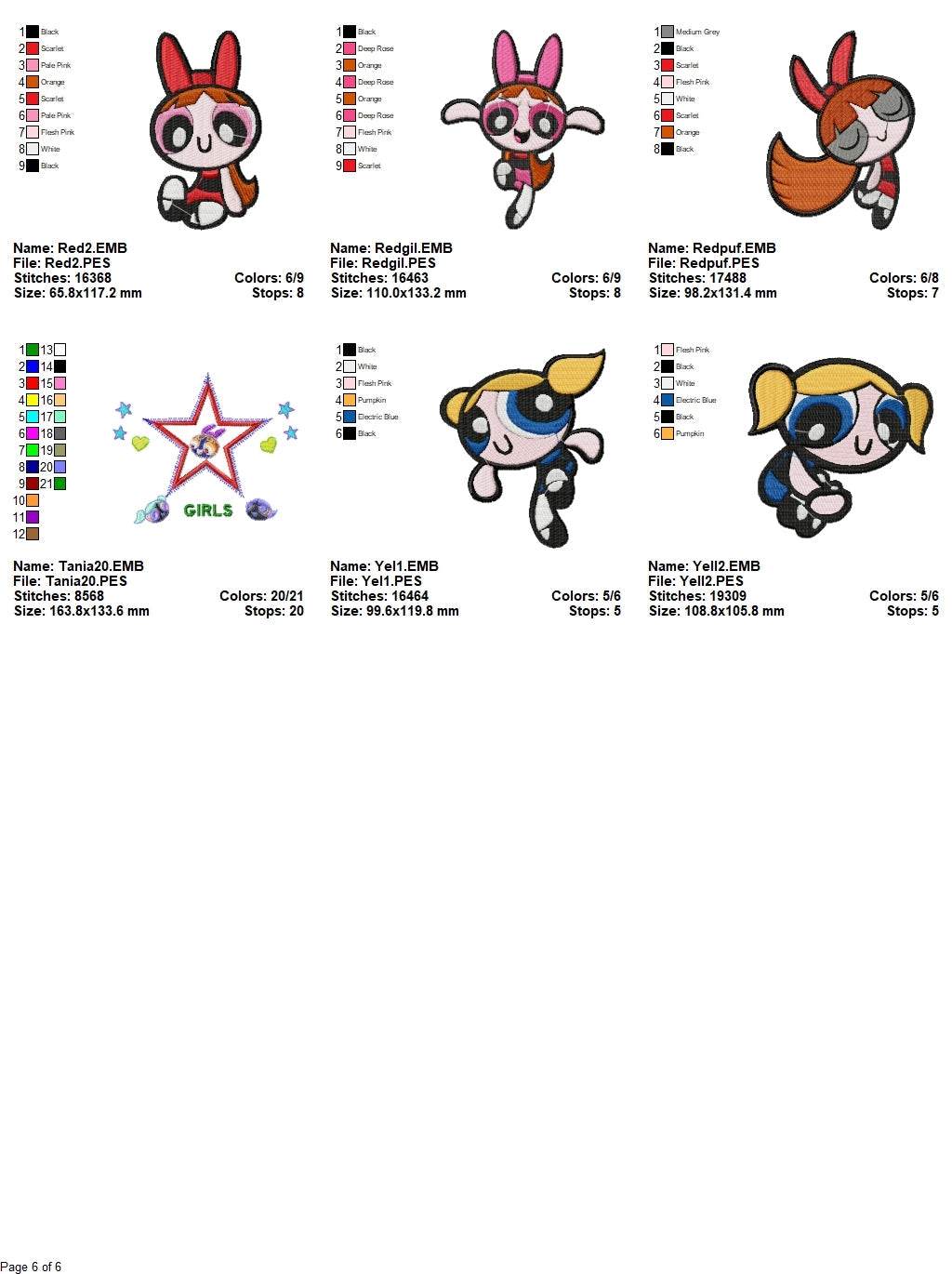 The Powerpuff Girls - Pack of 66 Designs - Embroidery Design