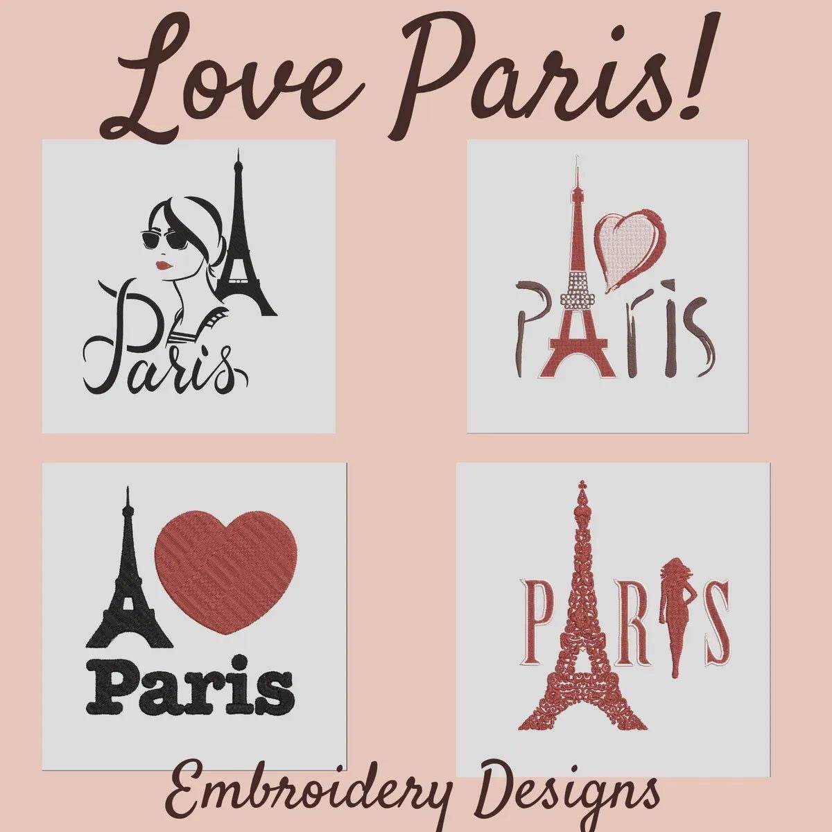 Paris French Touch - Pack of 4 Designs - Embroidery Designs - FineryEmbroidery