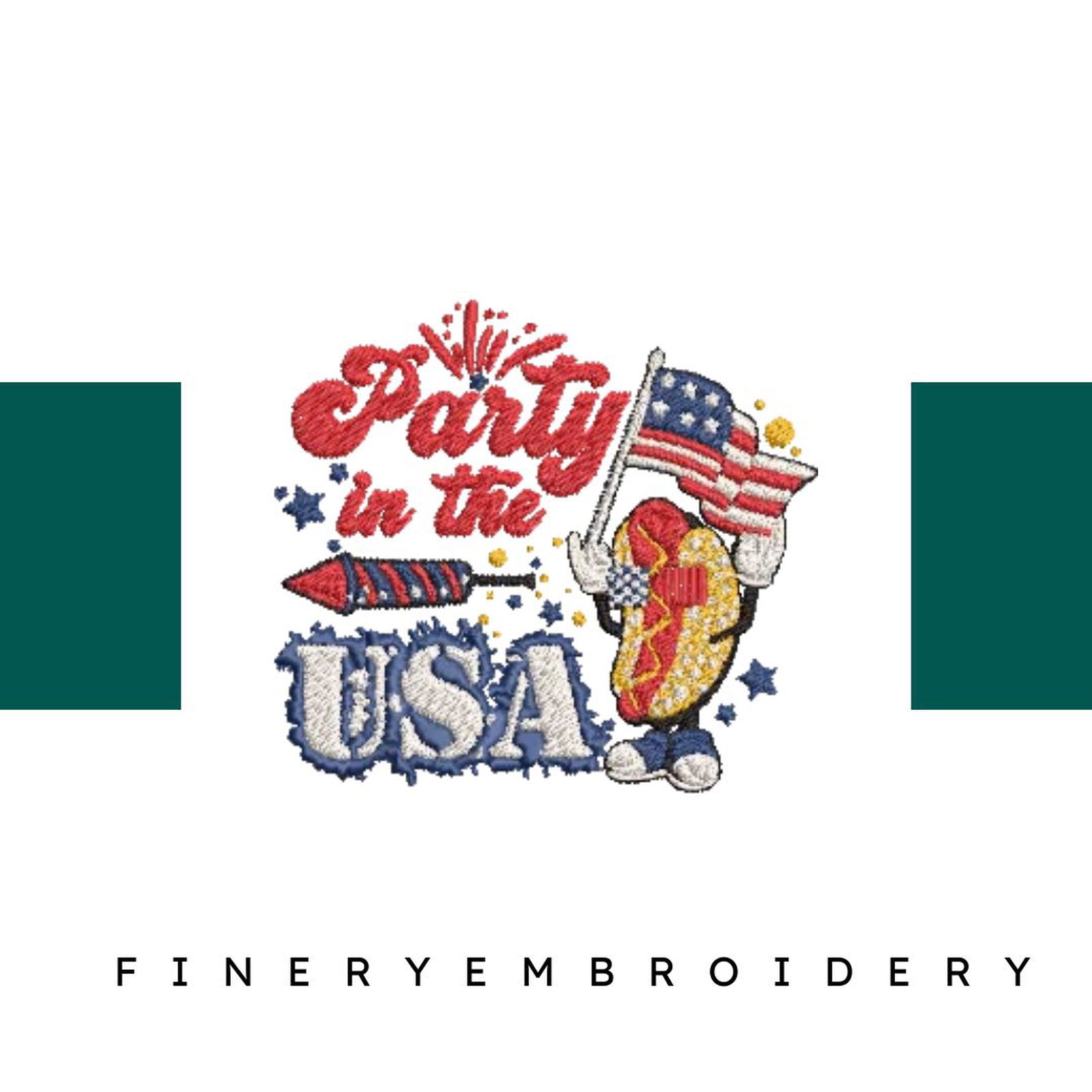 Party-in-the-USA - Embroidery Design - FineryEmbroidery