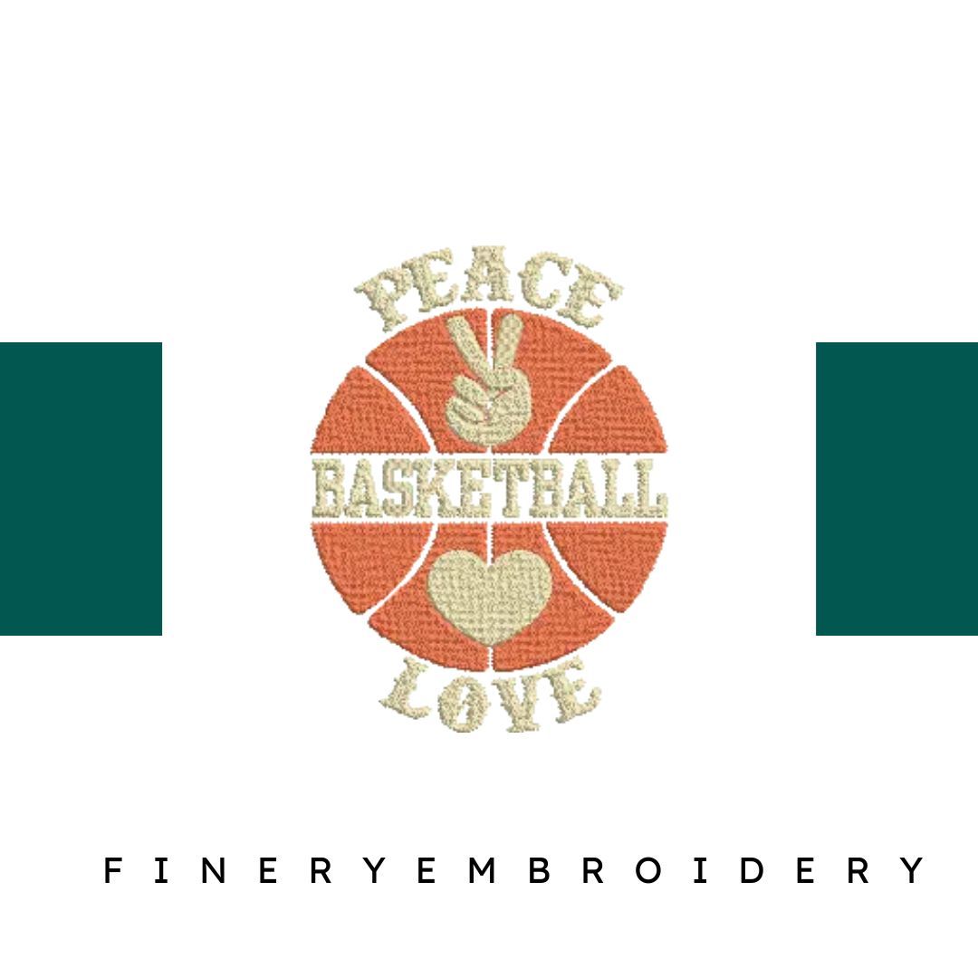 Peace-Love-Basketball - Basket Embroidery Design - FineryEmbroidery