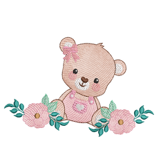 Pink Teddy bear - Embroidery design - FineryEmbroidery