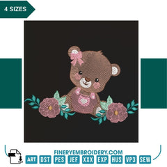 Pink Teddy bear - Embroidery design - FineryEmbroidery