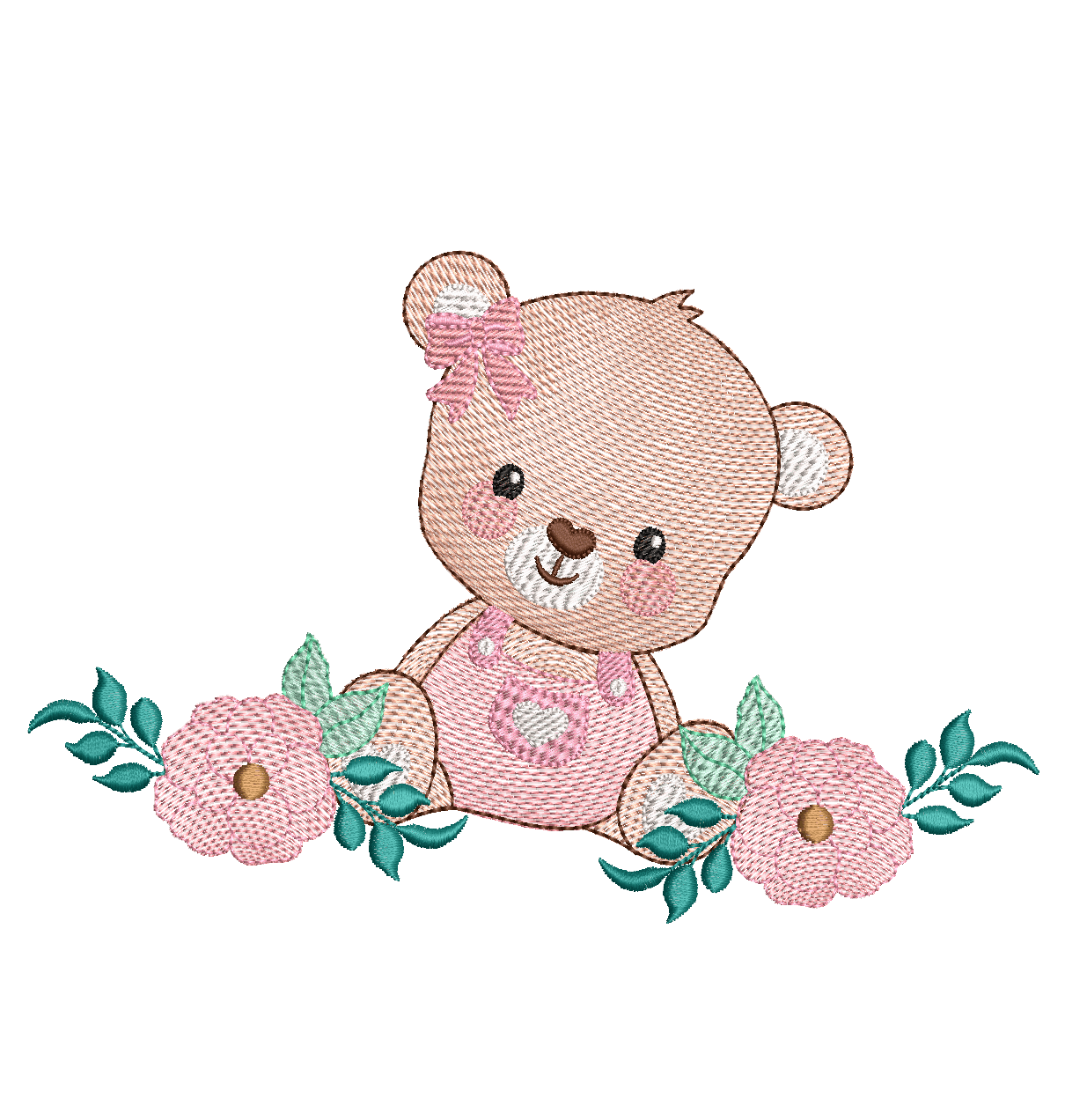 Pink Teddy bear - Embroidery design - FineryEmbroidery