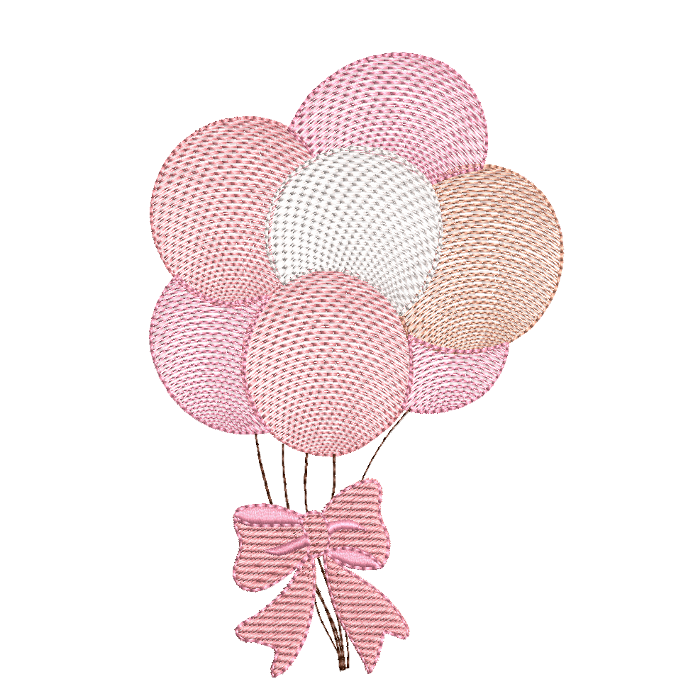 Pink balloons - Embroidery Design - FineryEmbroidery