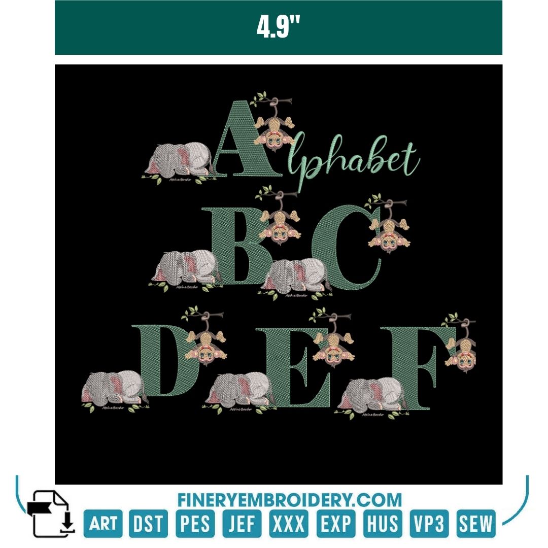 Playful Jungle Alphabet Embroidery Collection (A-Z) - FineryEmbroidery