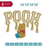 Pooh Eating Honey Embroidery Design