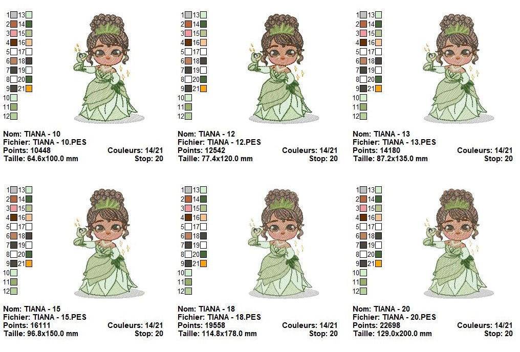 Princess Embroidery Designs Pack: Bella, Snow White, Cinderella, Jasmine & Tiana - FineryEmbroidery
