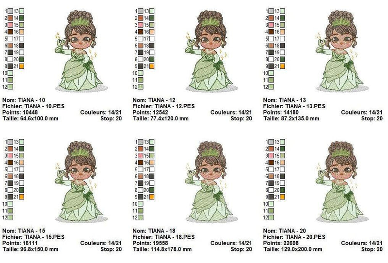 Princess Embroidery Designs Pack: Bella, Snow White, Cinderella, Jasmine & Tiana - FineryEmbroidery