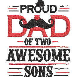 Proud-Dad-of-2-Awesome - Father Embroidery Design - FineryEmbroidery