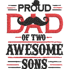 Proud-Dad-of-2-Awesome - Father Embroidery Design - FineryEmbroidery