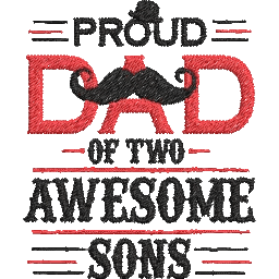 Proud-Dad-of-2-Awesome - Father Embroidery Design - FineryEmbroidery