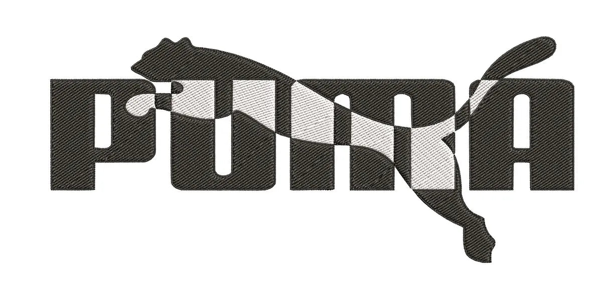 Puma logo - White and Black - Embroidery Design FineryEmbroidery