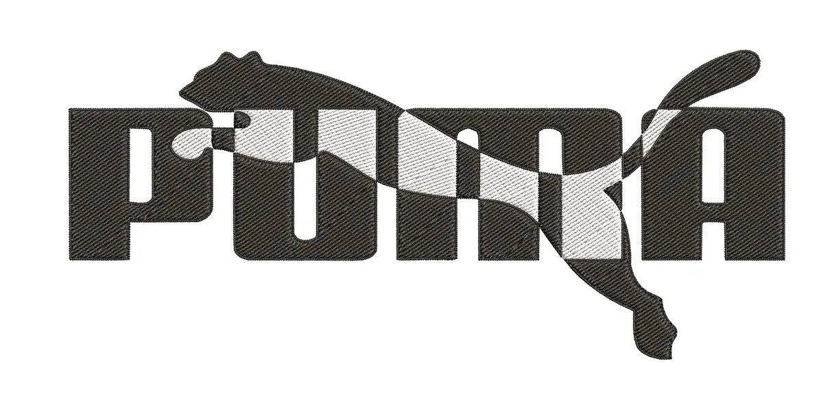 Puma logo - White and Black - Embroidery Design - FineryEmbroidery