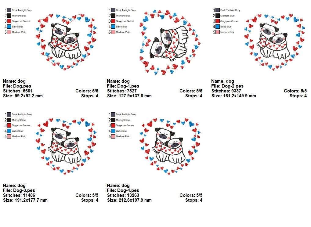 Puppy Love Valentine Embroidery Design - Heartwarming Canine Romance - FineryEmbroidery