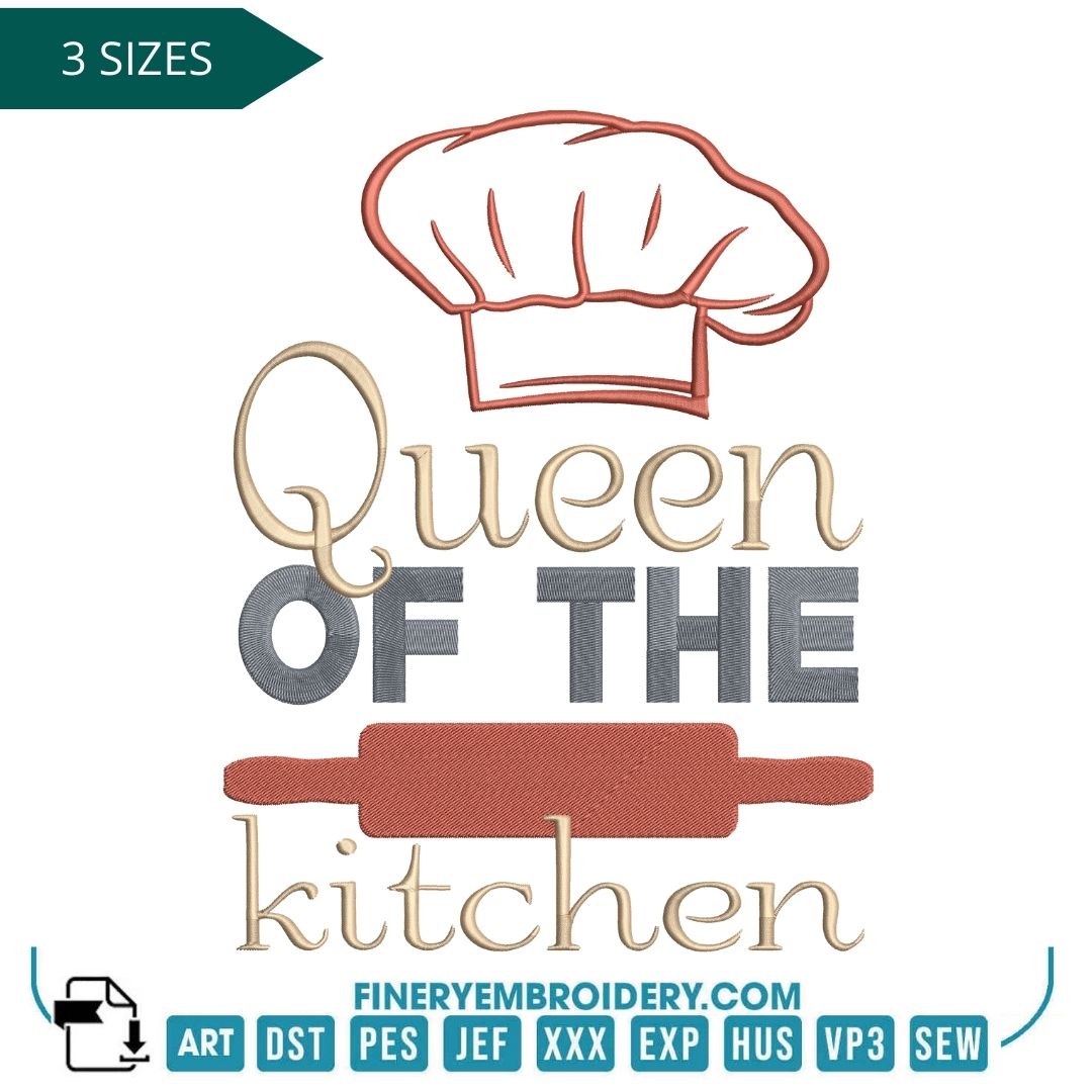 Queen of the Kitchen Embroidery Design - FineryEmbroidery