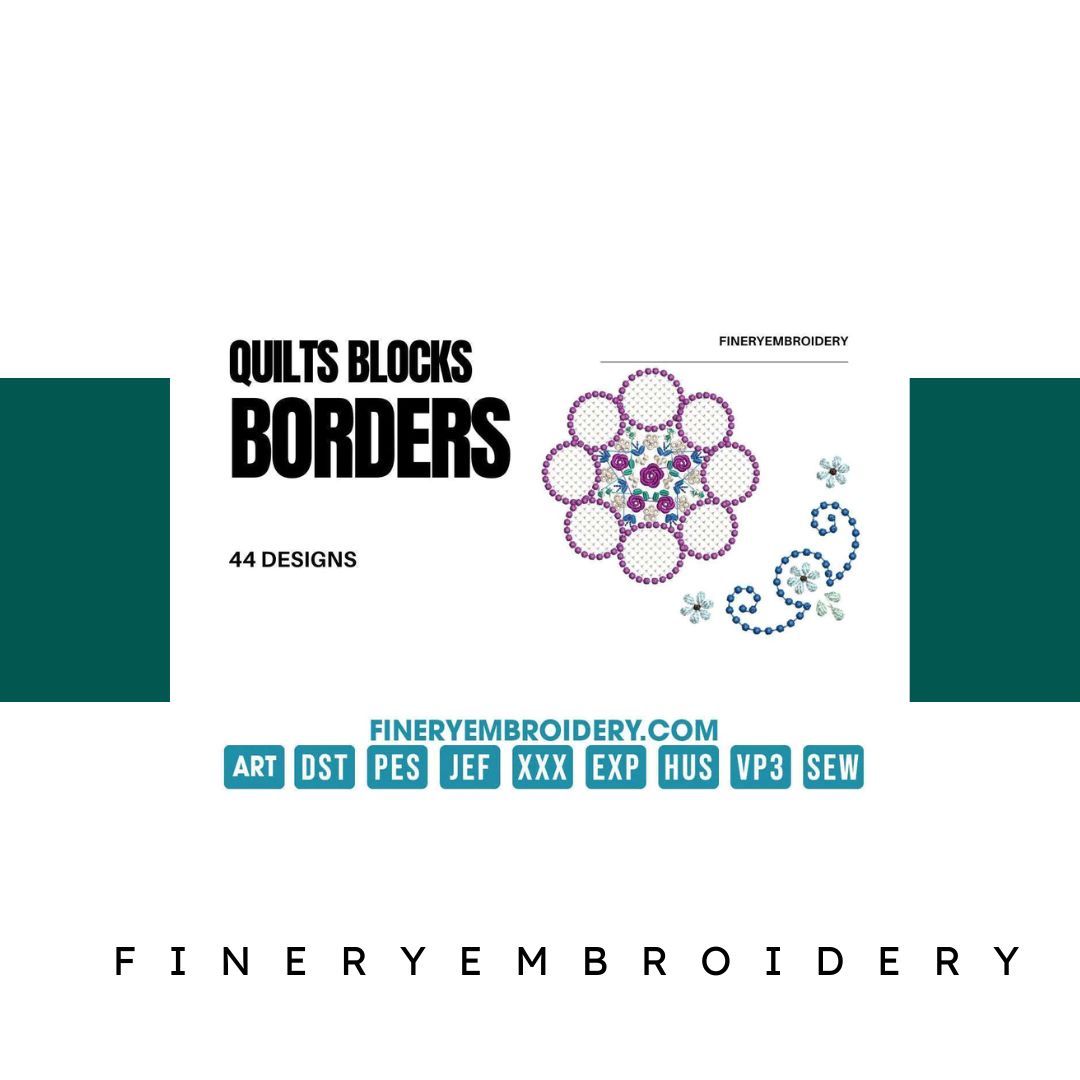 Quilt blocks borders: Embroidery Design Pack - FineryEmbroidery