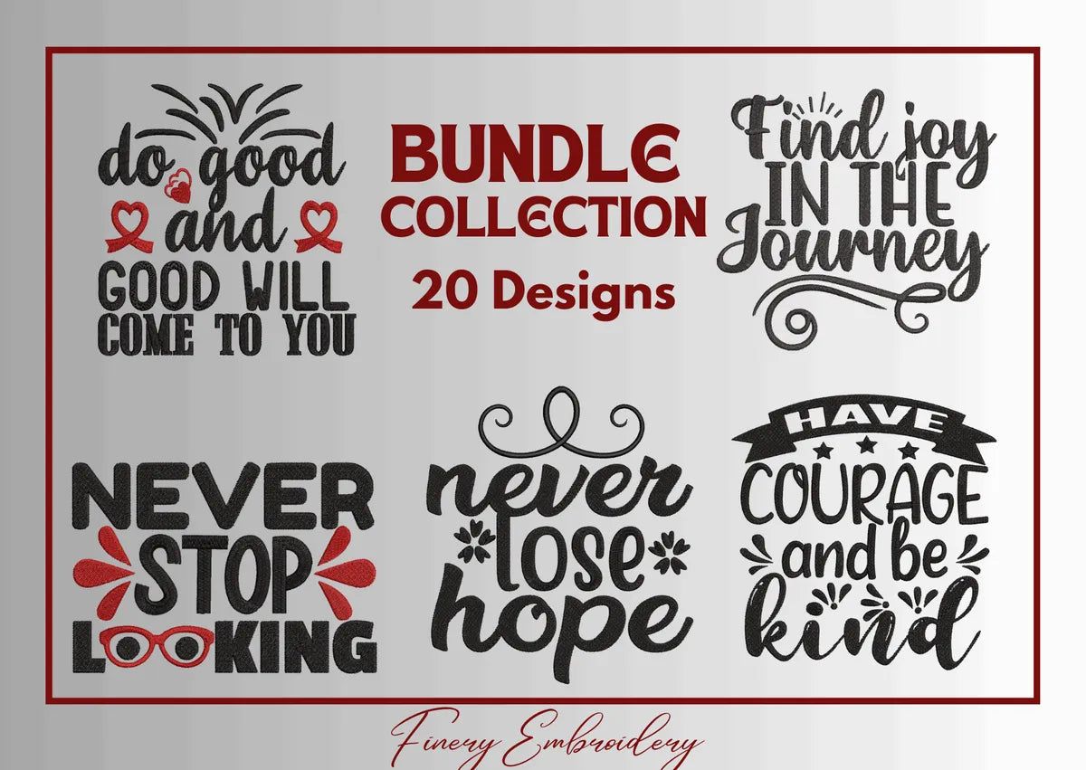 Quotes - Sublimation Bundle 1 - Pack of 20 Designs - Embroidery Designs - FineryEmbroidery